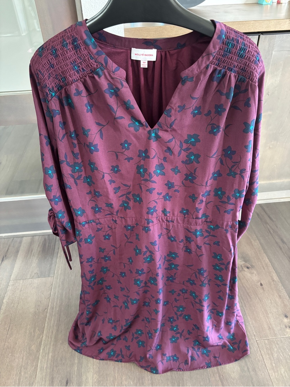 Molly & Isadora Plum Floral V-Neck Dress